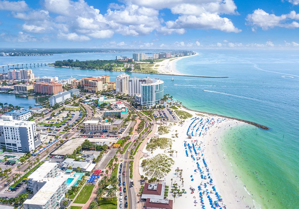 image of aerial view of city Clearwater Beach Florid